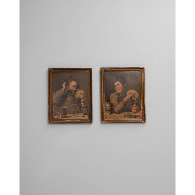 20th Century French Brown Wooden Framed Wall Art Decor - A Pair For Sale - Image 16 of 18