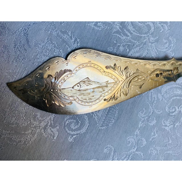 1878 Silverplated Hand Etched Fish Carving Set by Ainsworth Taylor Birmingham Uk- 2 Pieces For Sale - Image 11 of 12