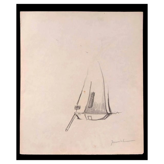 Pierre Georges Jeanniot, The Boat, Drawing in Pencil, Early 20th Century For Sale