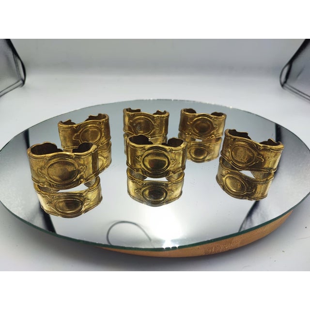 1920s Art Deco Brass Napkin Holder Set, 1920s, Set of 6 For Sale - Image 5 of 5