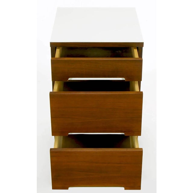1950s Walnut and White Micarta Three-Drawer Nightstand For Sale - Image 5 of 9