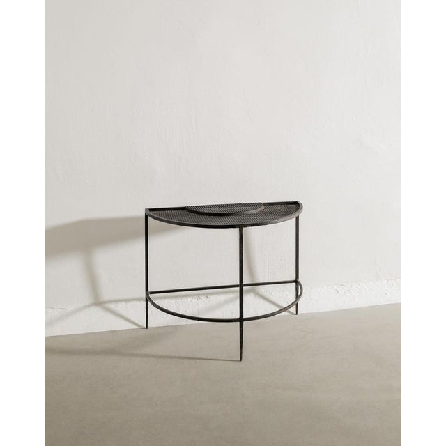 Rare french mid century side console table in black lacquered metal by mathieu matégot for steph simon in france, 1950s in...