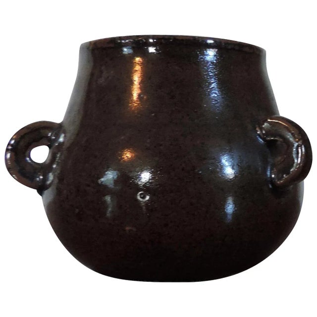19th Century Chinese Monochrome Brown Glazed Porcelain Vase with Three Ring Handles For Sale - Image 11 of 11