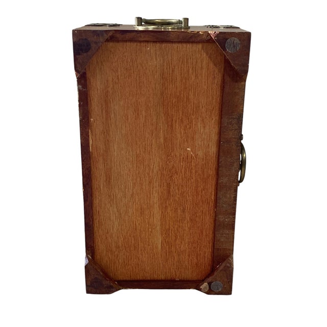 Vintage Asian Wood & Brass Jewelry or Storage Box 12" W For Sale - Image 4 of 8