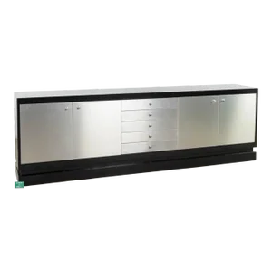 Large De Coene Ebonized Wood and Aluminum Sideboard