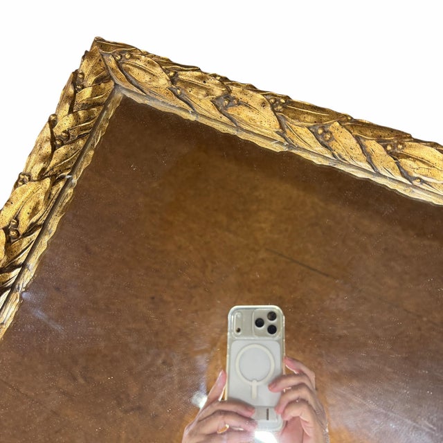 Farmhouse Vintage Carved Leaf Gilt Frame Wall Mirror For Sale - Image 3 of 12