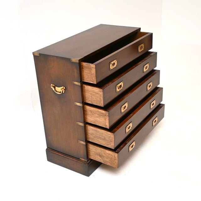 Military Campaign Style Chest of Drawers, 1930s For Sale - Image 3 of 10