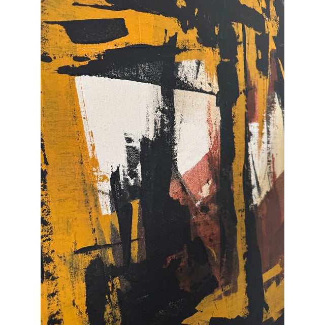 A striking mid-20th century abstract expressionist painting titled Earthquake by Hilton Leech (American, 1906–1969)....