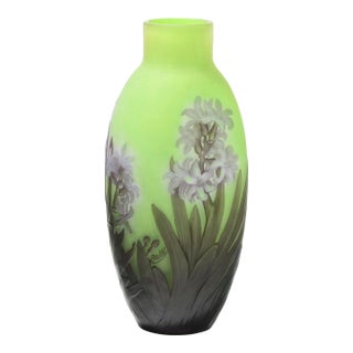 Late 19th Century Original Emile Gallè Vase Decorated With Hyacinths For Sale