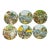 1980s Vintage Brunelli Designs Made in Italy Folk Art Market Scene Ceramic Salad Plates - Set of 6 For Sale