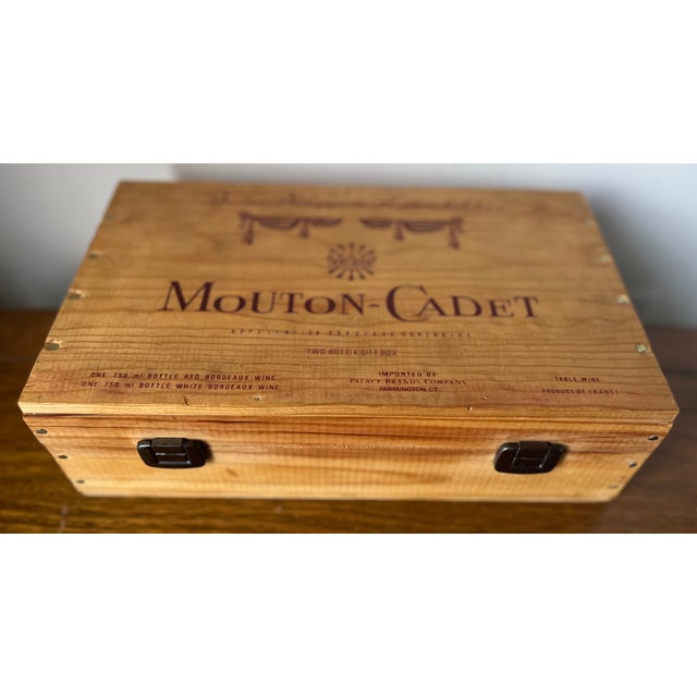 Brown Vintage Rothschild Mouton-Cadet Wood Presentation Box For Sale - Image 8 of 8