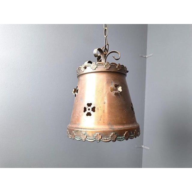 Brutalist Brutalist Copper Pendant Light, 1970s For Sale - Image 3 of 11