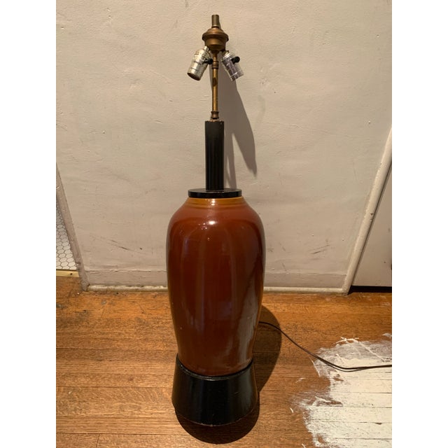 Vintage Brown Jar Ceramic Table Lamp For Sale In Los Angeles - Image 6 of 6