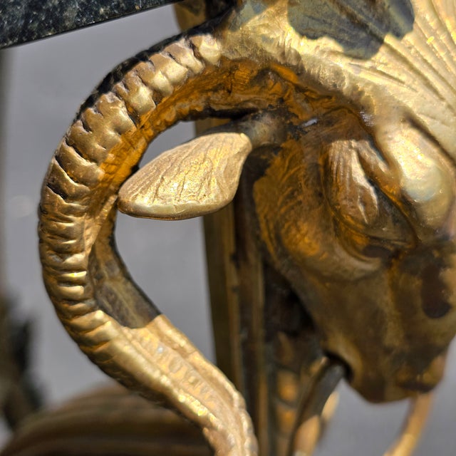 Late 20th Century French Round Bronze Gueridon Style Table Rams Heads and Feet With Granite Top For Sale In Washington DC - Image 6 of 9
