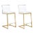 Parma White Vegan Leather & Gold Steel Counter Stools - Set of 2 For Sale