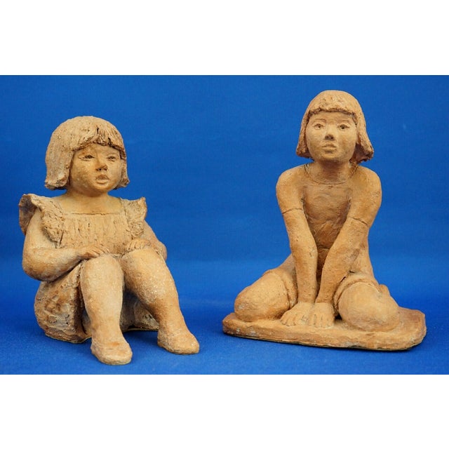 Ceramic Terracotta Sculptures of Girls by Rosetta Calligaris, 1996, Set of 2 For Sale - Image 7 of 18