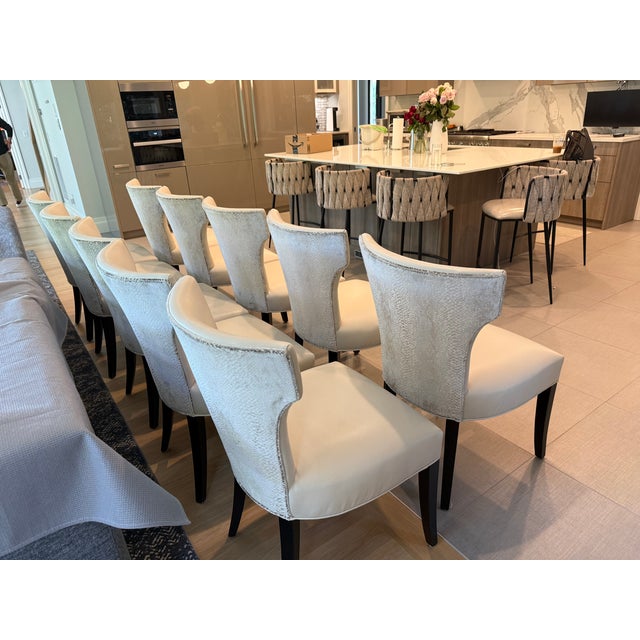 Custom Designed Crate & Barrel Two-Tone Upholstered Dining Chairs – Set of 10 For Sale - Image 13 of 17