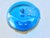 Cobalt blue glass apple box with gilt brass rims, snap is a violin. Hinged top. The apple has a single leaf and a hand-cut...