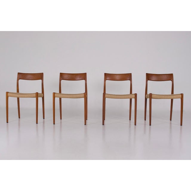 Vintage Chairs in Paper Cord by Niels Otto Møller, 1960s, Set of 4 For Sale - Image 4 of 10