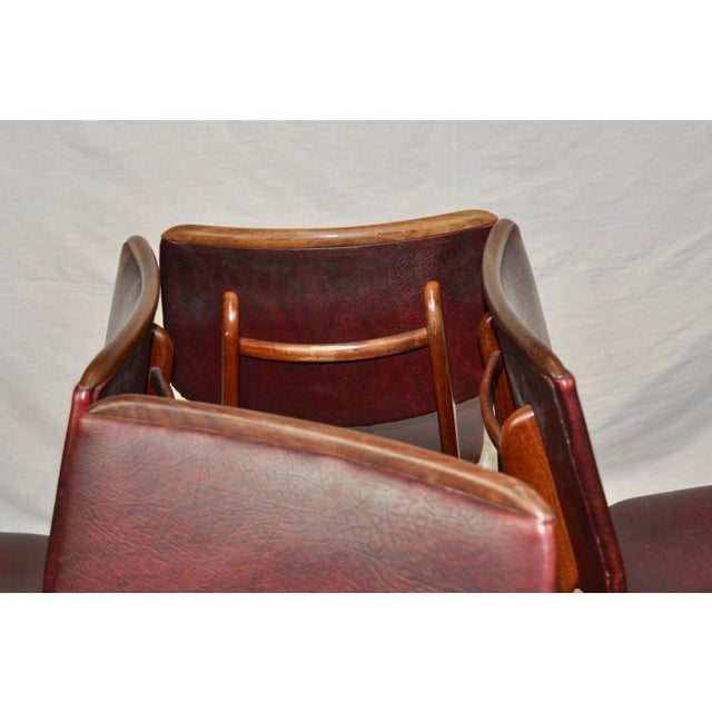 Maroon Leatherette Chairs by Louis van Teeffelen, 1960s, Set of 4 For Sale - Image 15 of 18