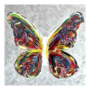 Le Nouveau Chemin - Impasto Thick Paint Butterfly Original Artwork by Cynthia Coulombe-Bégin