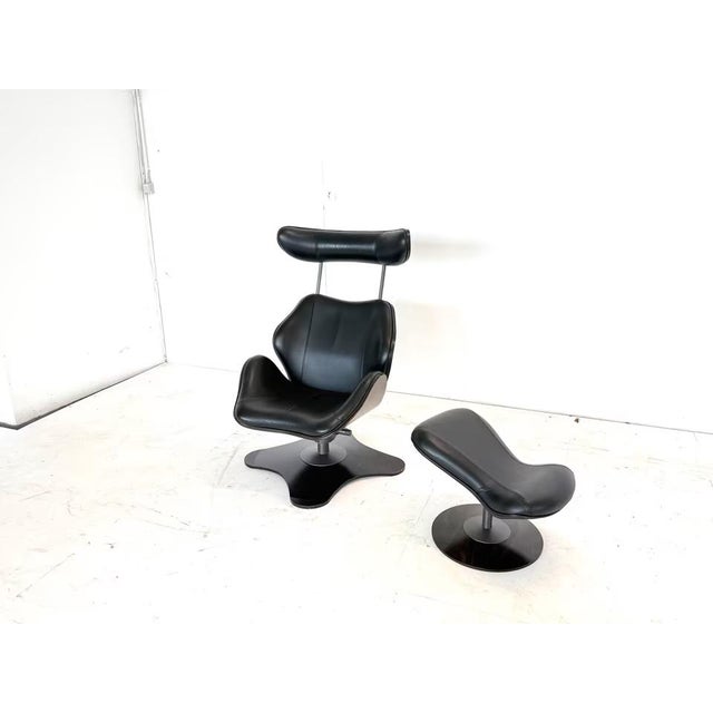 Set of Leather Tok Armchair & Ottoman by Toshiyuki Kita for Stokke For Sale - Image 6 of 17