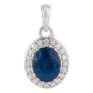 Late 20th Century Royal 2.43 Ct Oval Blue Sapphire & Diamond Halo Pendant by Carat&Her For Sale