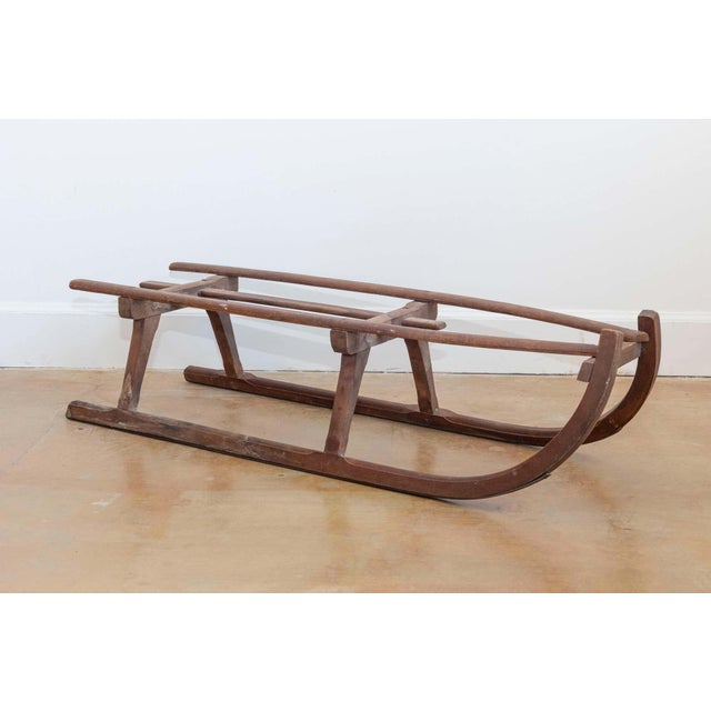 19th Century Rustic 19th Century French Wooden Sled with Weathered Patina and Curving Base For Sale - Image 5 of 5
