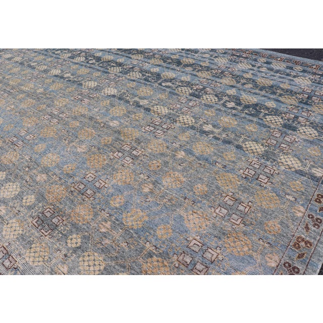 Modern Large Khotan Rug by Keivan Woven Arts in Blue and Ivory 11'9 X 14'9 For Sale - Image 12 of 17