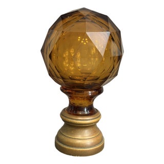 Staircase Finial in Faceted Amber Glass, 1890 For Sale