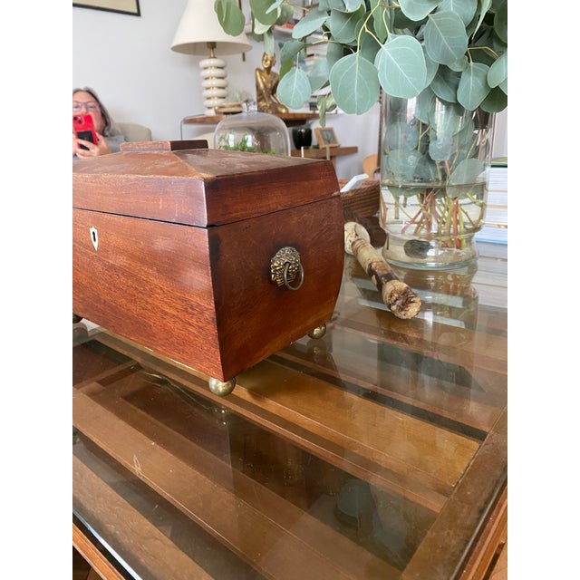 19th Century Mahogany Tea Caddy With Divided Interior For Sale - Image 12 of 14