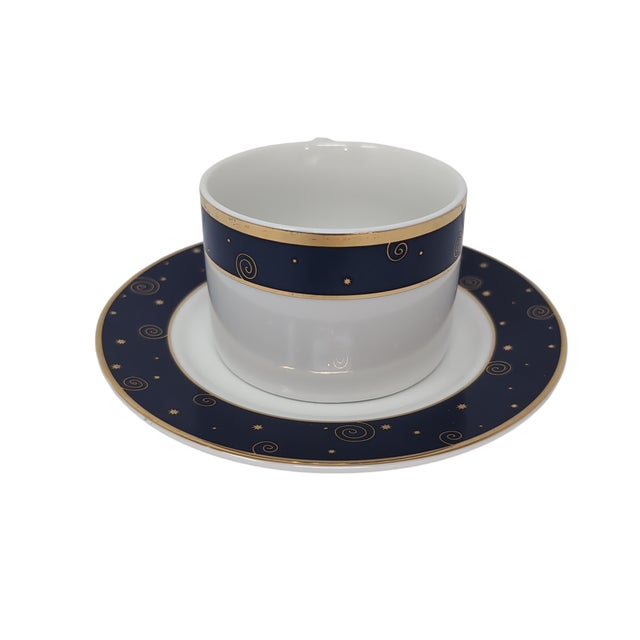 Sakura Star Light Coffee Tea Cup Saucer Porcelain Blue Gold Celestial Hallmark VTG 2000 Y2K This cup and saucer feature a...