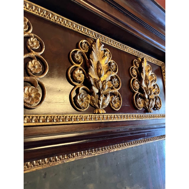 Italian Empire Mahogany and Parcel Gilt Console with Mirror and Carrara Marble Top For Sale - Image 5 of 18