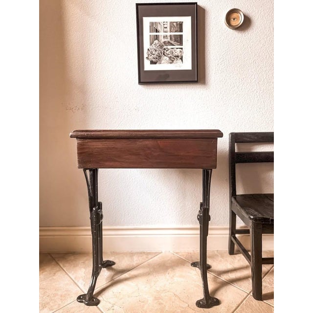 Antique Chandler Child’s School Desk With Cast Iron Base For Sale - Image 11 of 16