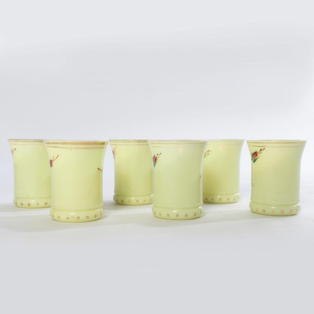 Early 1900s Heisey Uranium Custard Glass Ring Band Drink Set- 7 Pieces For Sale - Image 6 of 12
