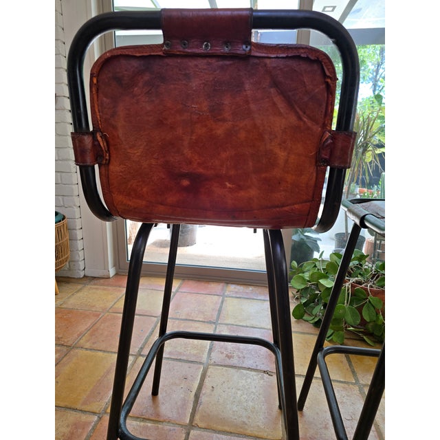 1960s Pair of Leather Bar Stools For Sale - Image 10 of 18