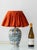 Antique Polychrome Table Lamp with Silk Lampshade, 1890s For Sale - Image 3 of 15