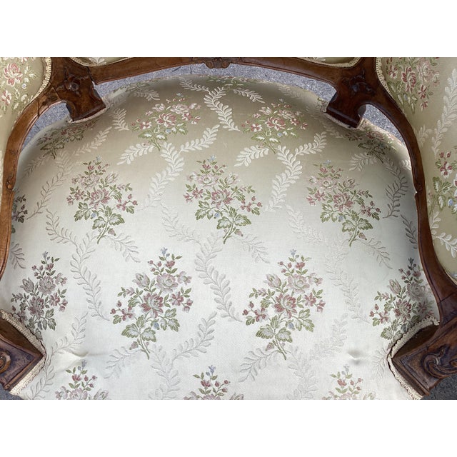 Elegant French Settee W/ Silk Brocade For Sale - Image 10 of 10