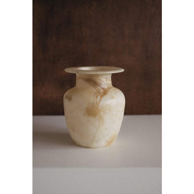 Hand-Carved Egyptian Alabaster Vase For Sale - Image 5 of 13
