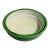 Vintage Enamelware Bowls Set of Two Nesting Bowls Green Exterior With Off White Interior For Sale