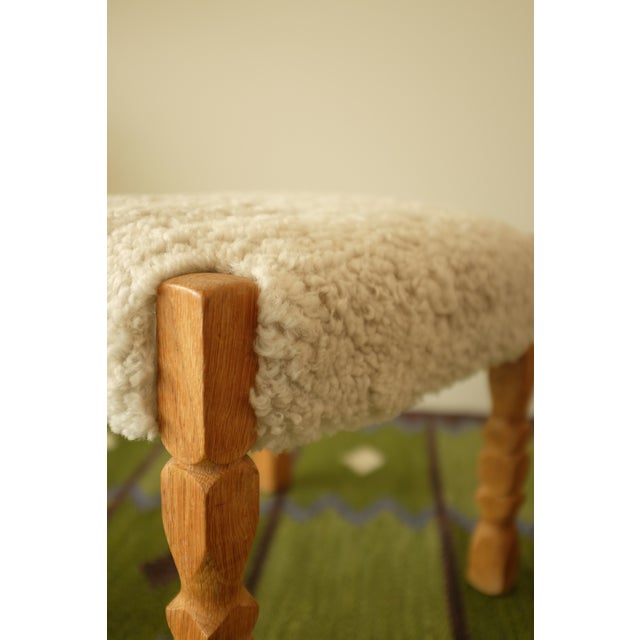 1950s Scandinavian Modern Sheepskin Stool For Sale - Image 9 of 10