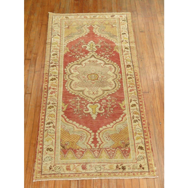 Soft Red Vintage Turkish Small Runner For Sale - Image 14 of 18