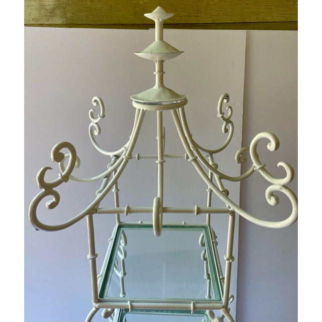 Italian Scrolled Pagoda Top Wrought Iron Etagere For Sale In New York - Image 6 of 12