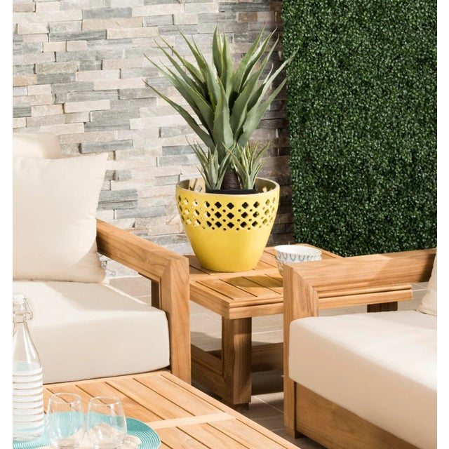 Ecru End Table in Teak & Beige For Sale - Image 8 of 9