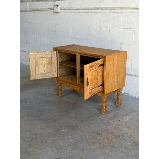 Vintage Danish Oak Cabinet in Style of Henning Kjærnulf Scandinavian Rustic Sideboard For Sale - Image 9 of 10