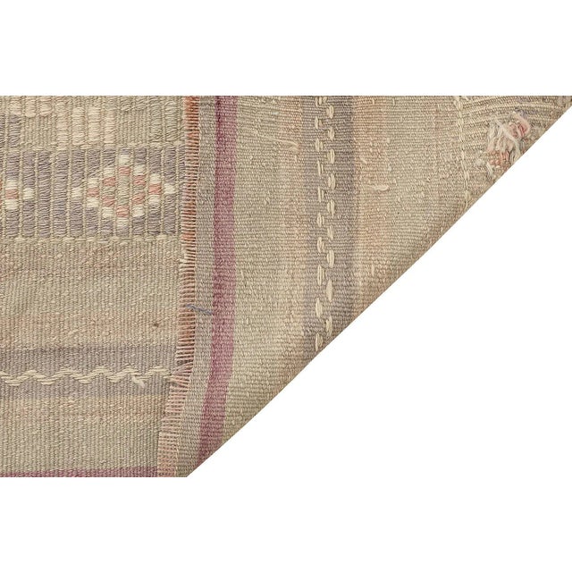 Mid 20th Century Mid 20th Century Vintage Faded Embroidered Kilim Rug For Sale - Image 5 of 7