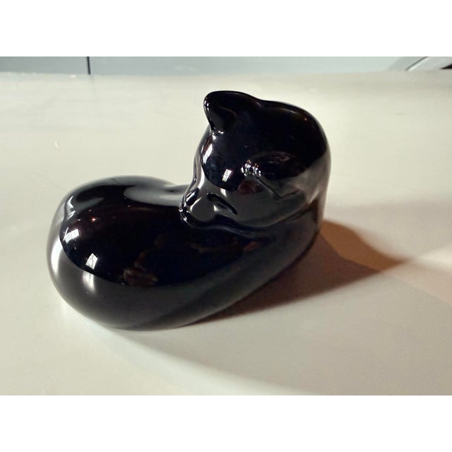 Pair of Baccarat Black Crystal Panthers Figurines For Sale - Image 9 of 9