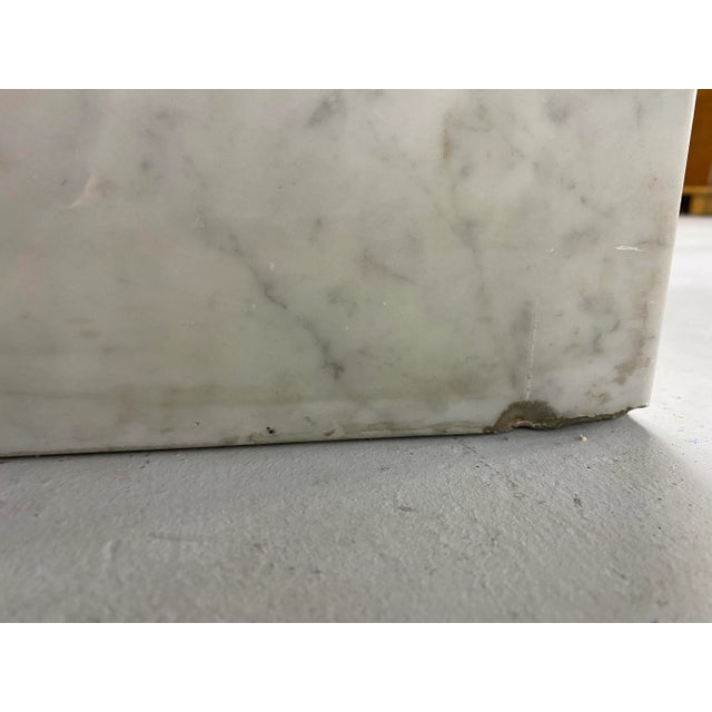 Stone Italian White Carrara Marble Cube Tables - a Pair For Sale - Image 7 of 9