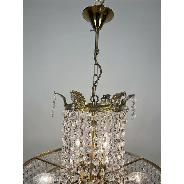 1960s Vintage Crystal and Brass Cascading Chandelier, 1960s For Sale - Image 5 of 7