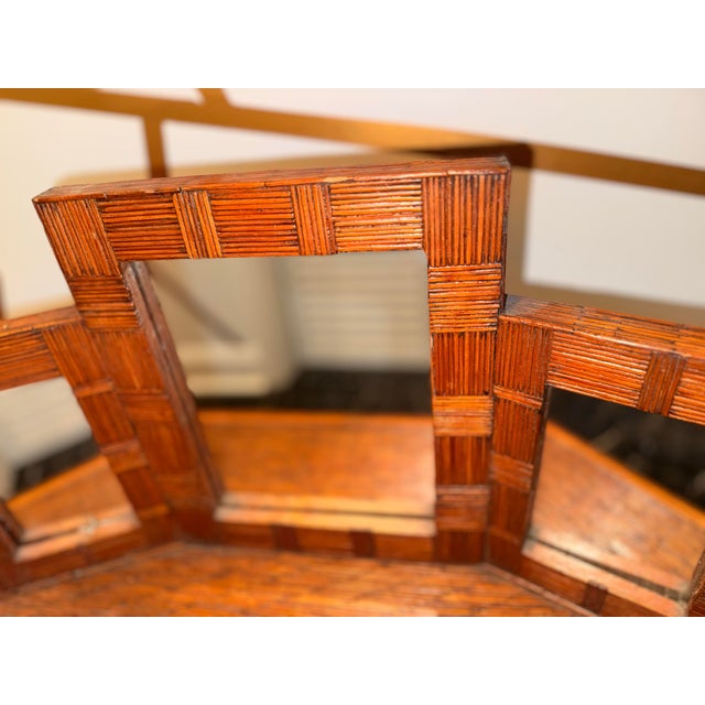 Shabby Chic 1940s Tramp Art Matchstick Vanity Dresser With Mirror & Drawers For Sale - Image 3 of 9